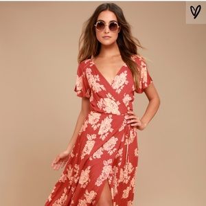 Heart of Marigold Rust red floral wrap maxi